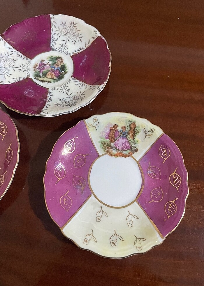 Antika 3 adet Frogonard fincan çay tabak - Görsel 3