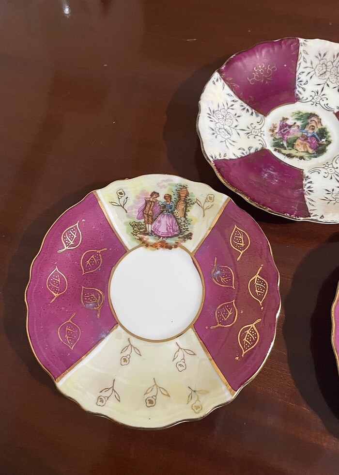 Antika 3 adet Frogonard fincan çay tabak - Görsel 4