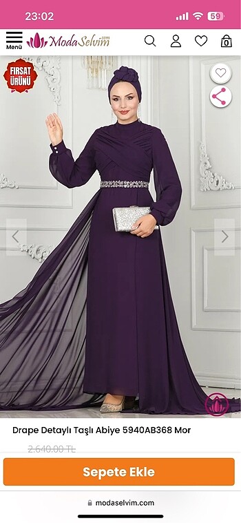 38 Beden Drape Detaylı Taşlı Abiye