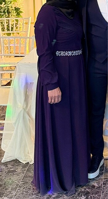 Drape Detaylı Taşlı Abiye