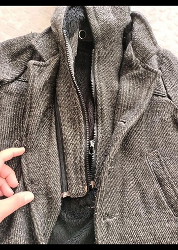 Gri Düğmeli Erkek çocuk Kaban parka - Görsel 6