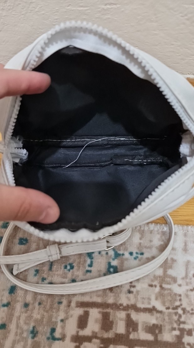 Beyaz Deri Kadın Çapraz Çanta - Görsel 3