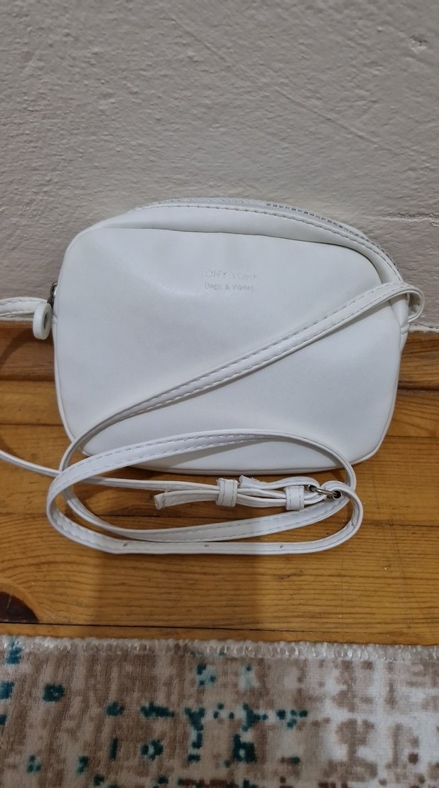 Beyaz Deri Kadın Çapraz Çanta - Görsel 2