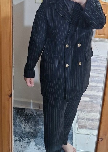 Çizgili Siyah Kadın Ofis Takımı - Görsel 2