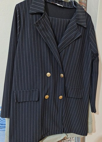 Çizgili Siyah Kadın Ofis Takımı - Görsel 3