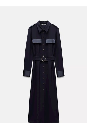 Kemerli Lacivert Kadın Ofis Elbisesi - Görsel 2