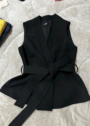 Kemerli Siyah Kadın Yelek - Görsel 2