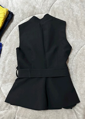 Kemerli Siyah Kadın Yelek - Görsel 5