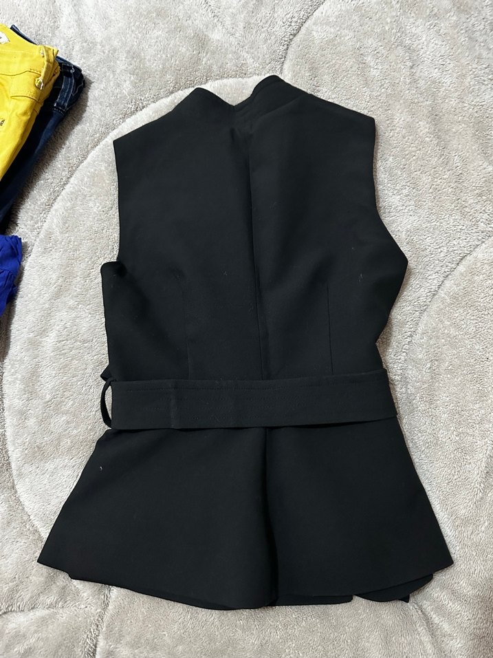 Kemerli Siyah Kadın Yelek - Görsel 5