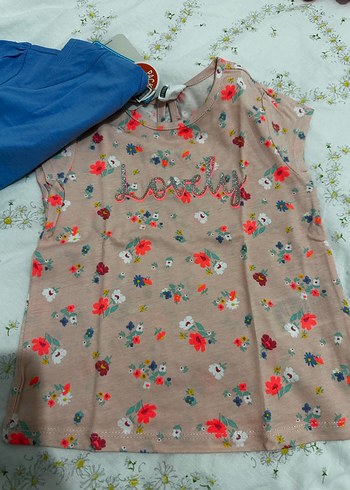 Renkli Baskılı Mavi Kız Çocuk Tişörtü - Görsel 3