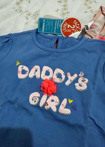 Renkli Baskılı Mavi Kız Çocuk Tişörtü - Görsel 2