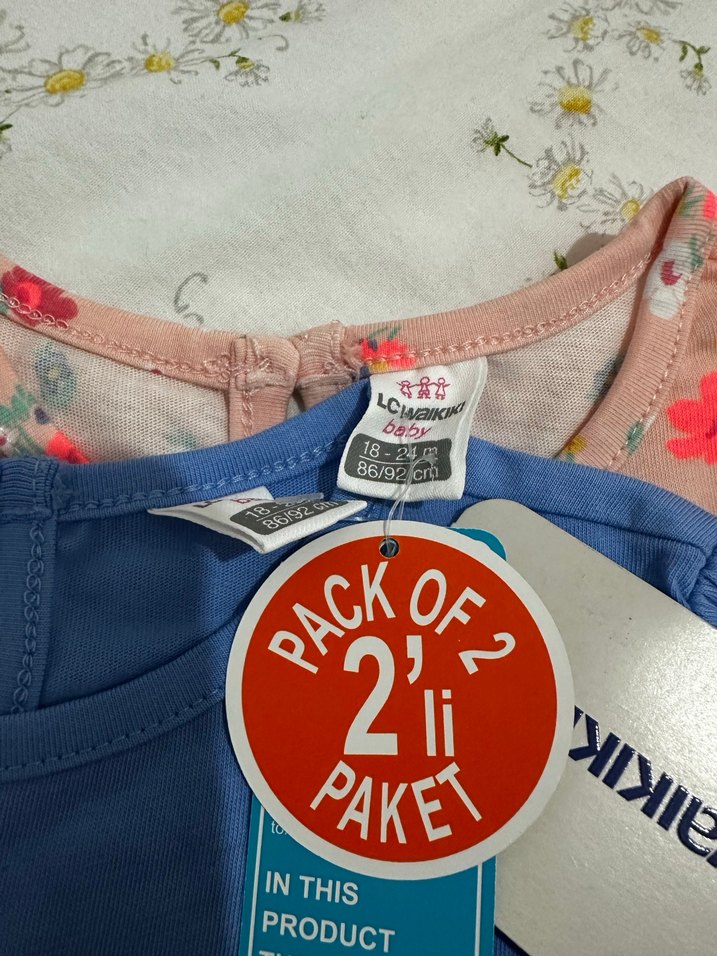 Renkli Baskılı Mavi Kız Çocuk Tişörtü - Görsel 4