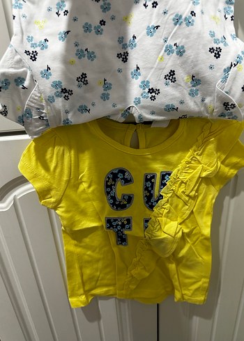 Kız Çocuk Çiçek Baskılı Fırfırlı Tişört ikili - Görsel 4