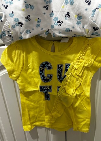 Kız Çocuk Çiçek Baskılı Fırfırlı Tişört ikili - Görsel 5