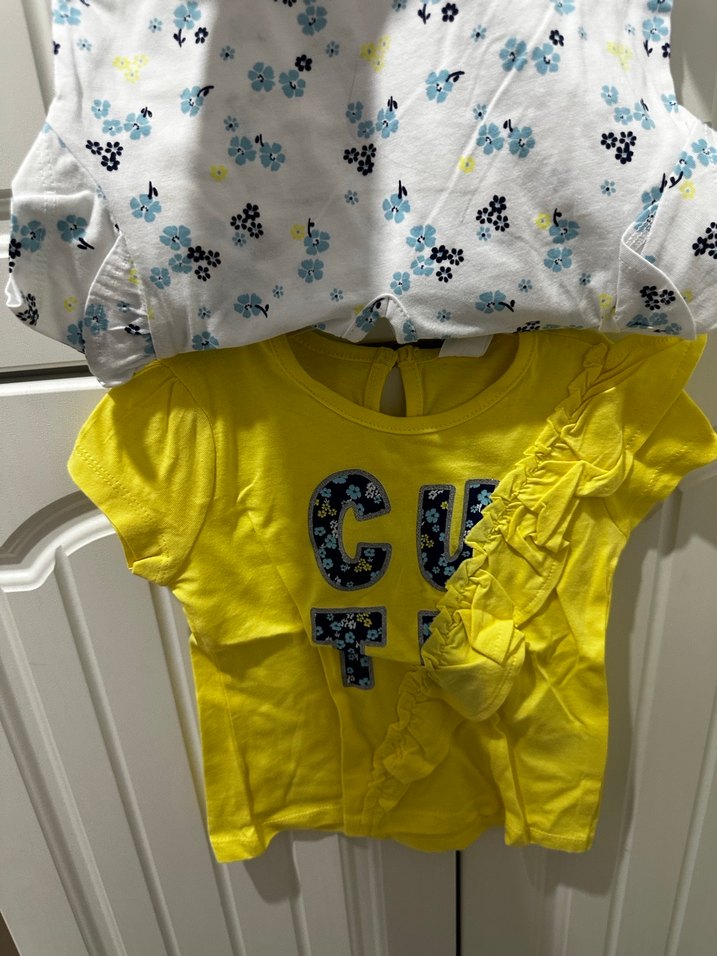 Kız Çocuk Çiçek Baskılı Fırfırlı Tişört ikili - Görsel 4