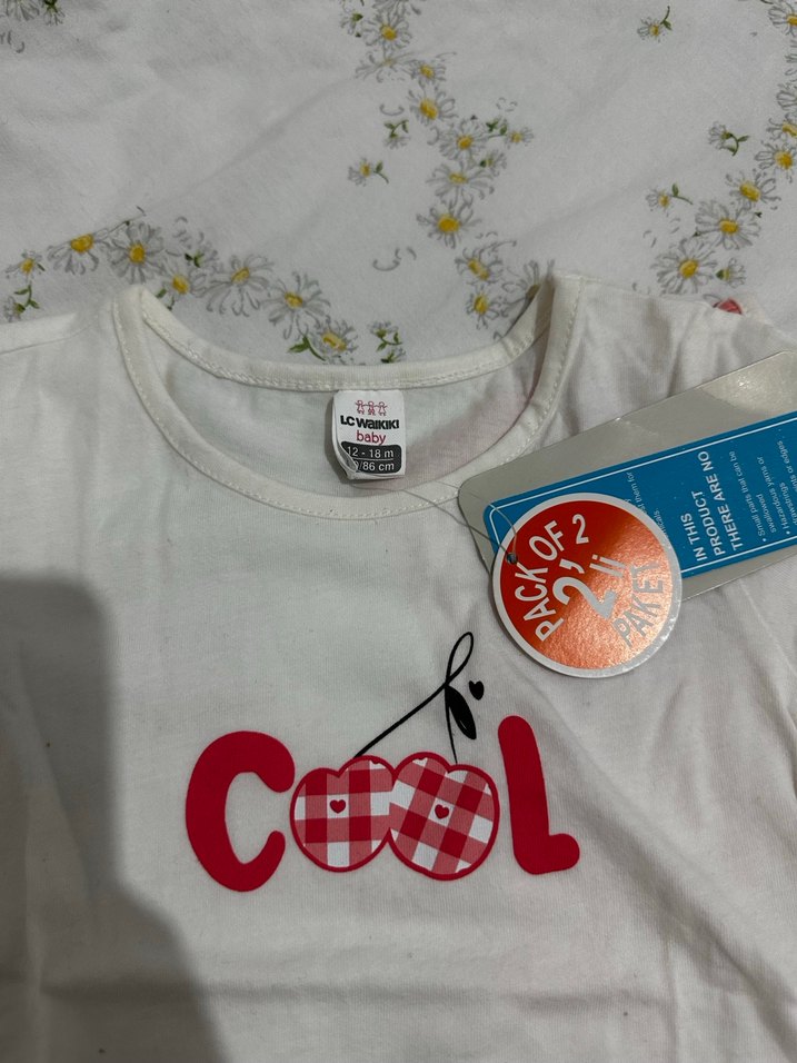 Kız Çocuk Renkli Baskılı Kısa Kollu ikili Tişört - Görsel 3