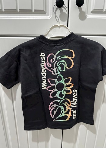 Kız Çocuk Siyah Baskılı Kısa Kollu Tişört - Görsel 3