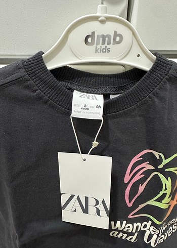 Kız Çocuk Siyah Baskılı Kısa Kollu Tişört - Görsel 2