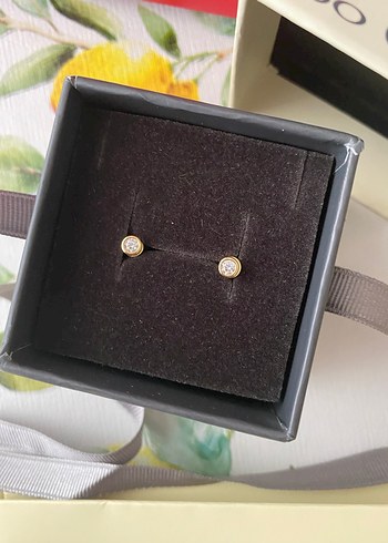 18 Ayar Sarı Altın Kaplama Gümüş Küpe - Görsel 3