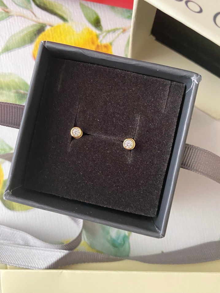 18 Ayar Sarı Altın Kaplama Gümüş Küpe - Görsel 3