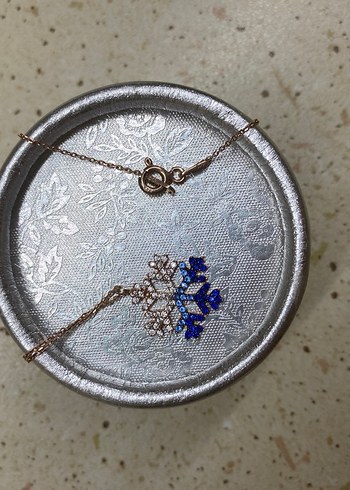 925 Ayar Gümüş Zirkon Taşlı Kar Tanesi Kolye - Görsel 2