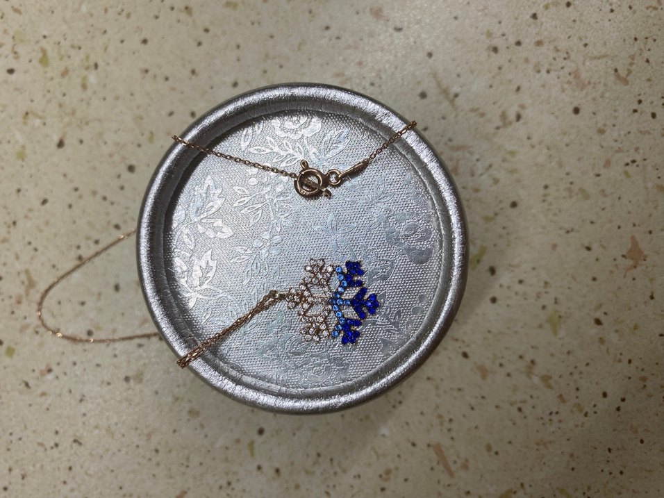 925 Ayar Gümüş Zirkon Taşlı Kar Tanesi Kolye - Görsel 2