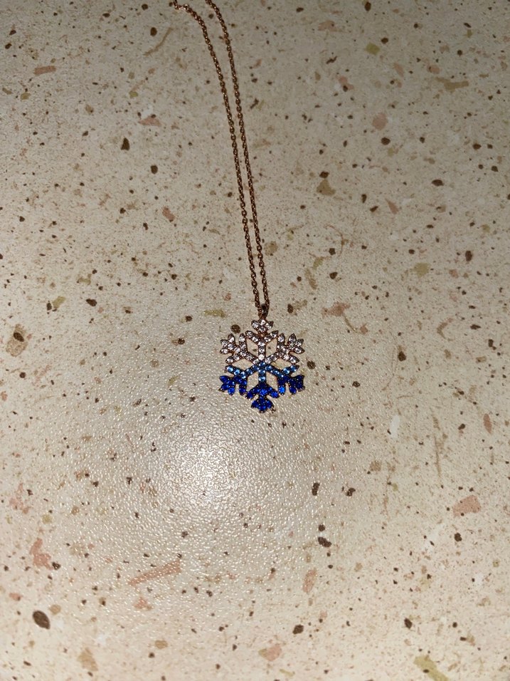 925 Ayar Gümüş Zirkon Taşlı Kar Tanesi Kolye - Görsel 5