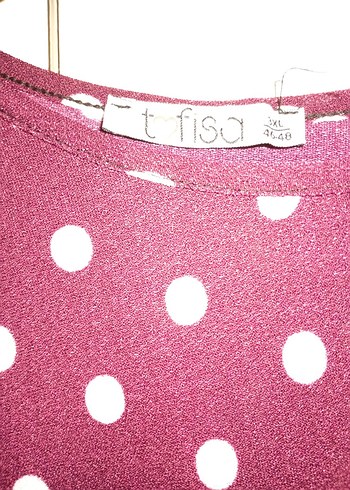 Bordo Puantiyeli Uzun Salaş Elbise - Görsel 3