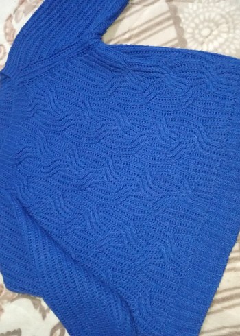 Mavi Balıkçı Yaka Kadın Triko Kazak - Görsel 3