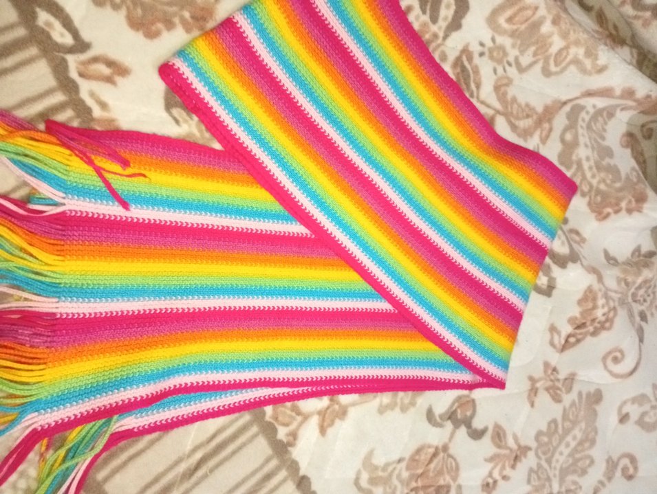 Renkli Püsküllü Bohem Kadın atkı - Görsel 2