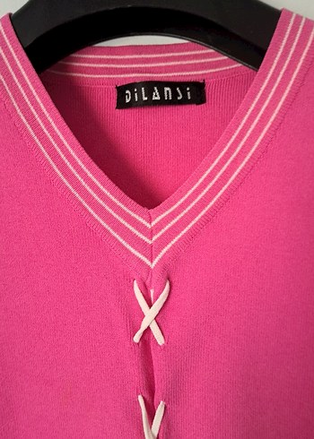 H&M Düğmeli Pembe Triko bluz