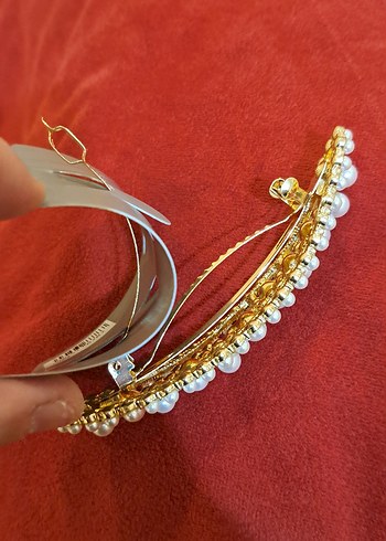 Altın Renkli İncili Saç Tokası - Görsel 3