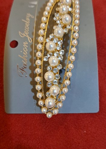 Altın Renkli İncili Saç Tokası - Görsel 2