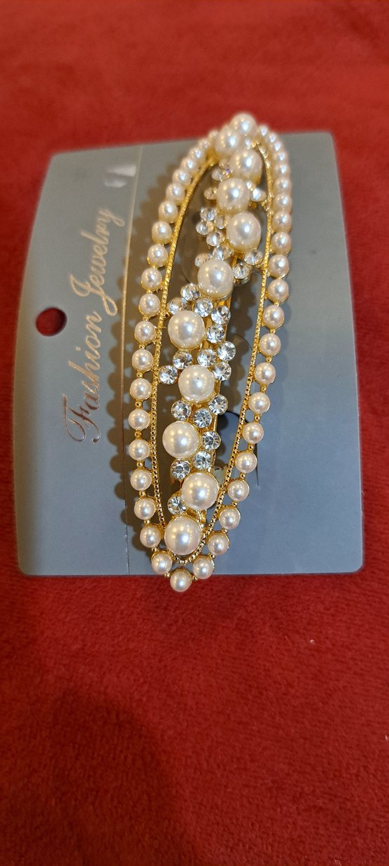 Altın Renkli İncili Saç Tokası - Görsel 2