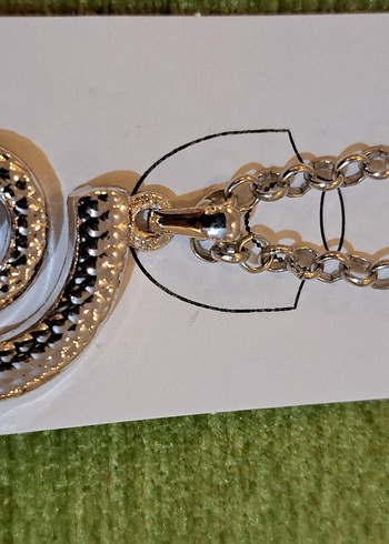 gumus Renkli geometrik Desenli Zincir Kolye - Görsel 4