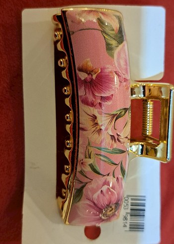 Pembe Çiçek Desenli Tokalı Saç Aksesuarı - Görsel 2