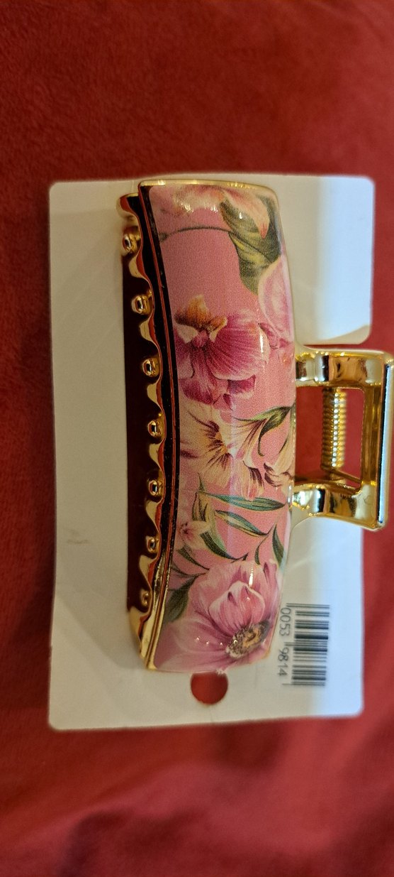 Pembe Çiçek Desenli Tokalı Saç Aksesuarı - Görsel 2