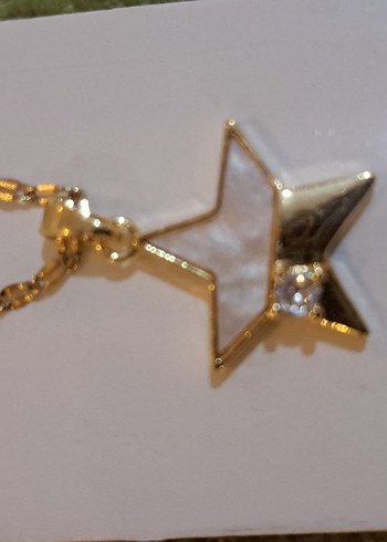 Altın Renk Zincir Detaylı Yıldız Kolye - Görsel 2