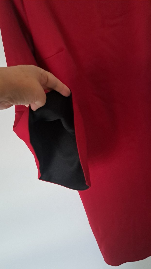 Kırmızı Midi Uzun Kollu Abiye Elbisesi - Görsel 3