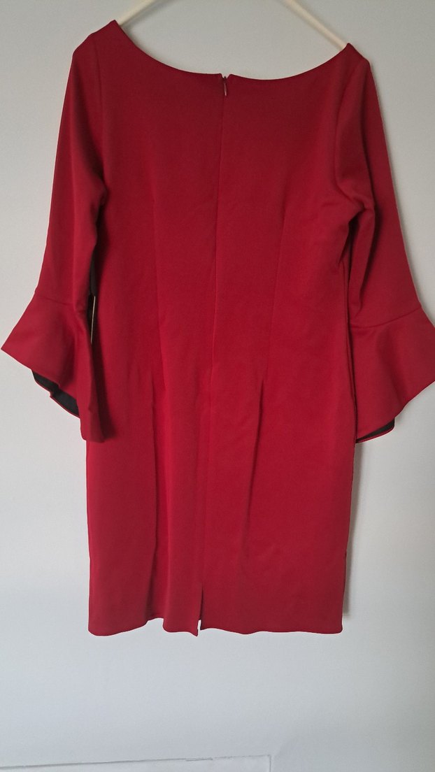 Kırmızı Midi Uzun Kollu Abiye Elbisesi - Görsel 4