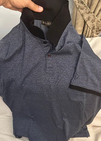 Gri Baskılı Düğmeli Polo Yaka Erkek Tişört