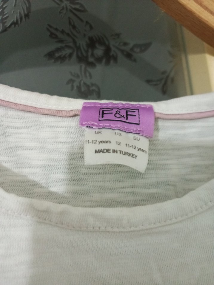 Kız Çocuk Beyaz Dantel Detaylı Kısa Kollu Tişört - Görsel 5