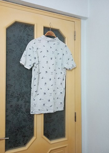 Gri Desenli Beyaz Erkek Polo Tişört - Görsel 4