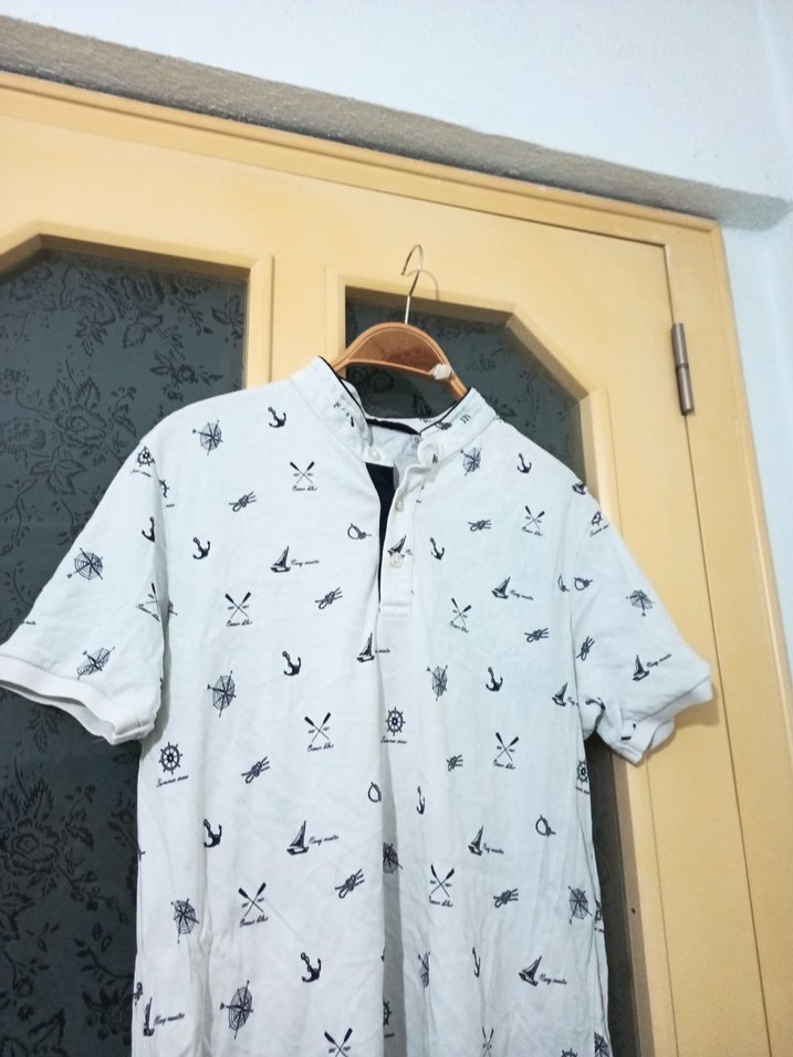 Gri Desenli Beyaz Erkek Polo Tişört - Görsel 2