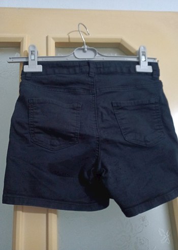 xs Beden mavi Renk Siyah Düğmeli Denim Şort