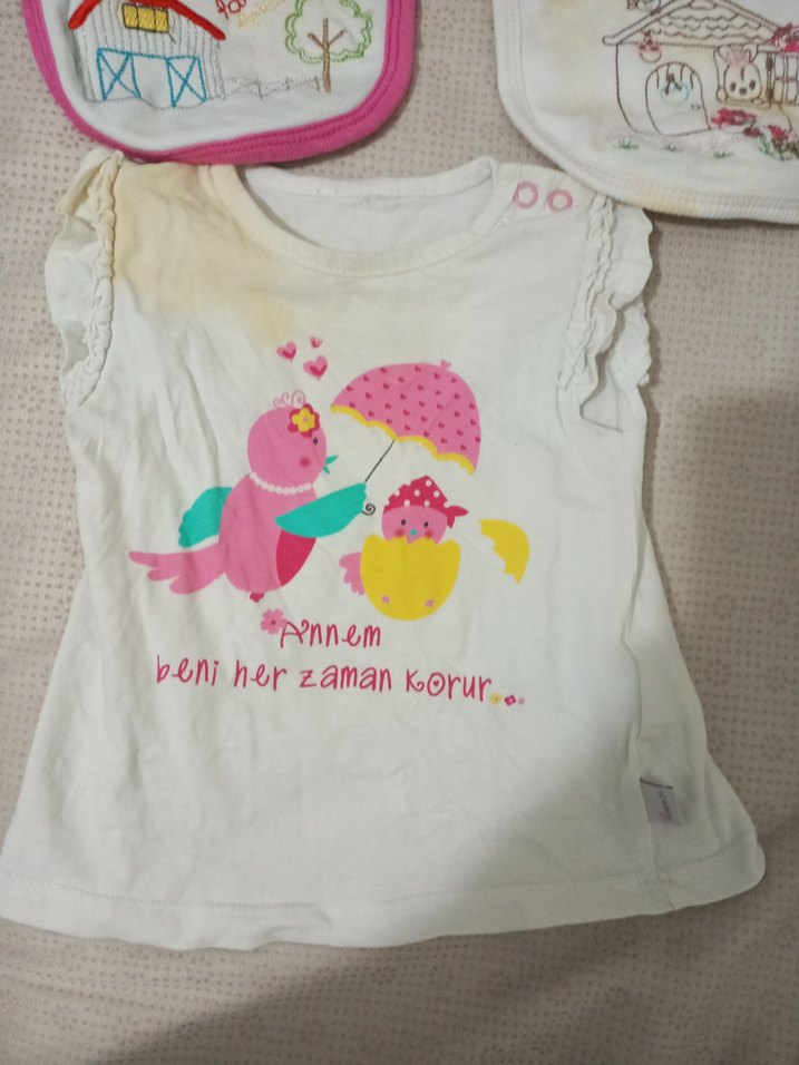 Bebek Önlüğü Seti, Pastel Renkli, Baskılı - Görsel 2