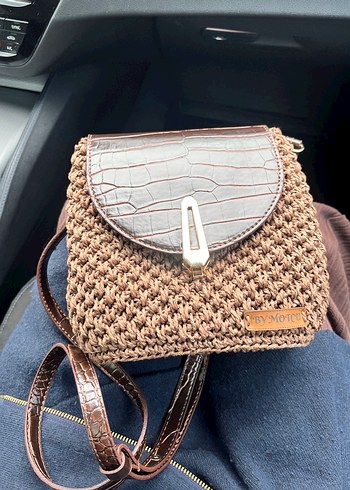 Örgü Kahverengi Zincirli Kadın Çapraz Çanta - Görsel 2