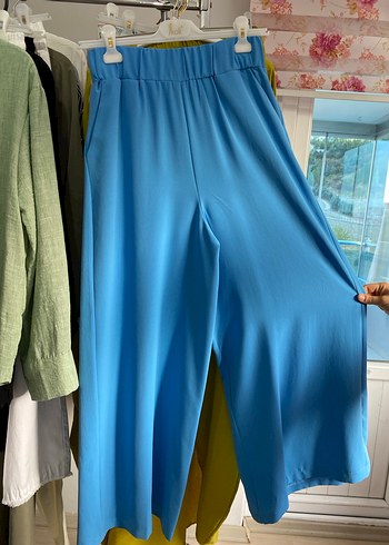 Mavi Beyaz Renk Bloklu Uzun Kollu Tunik pantolon takım - Görsel 2