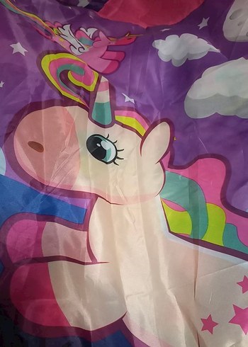 Renkli Unicorn Desenli Çocuk Oyun Çadırı - Görsel 2