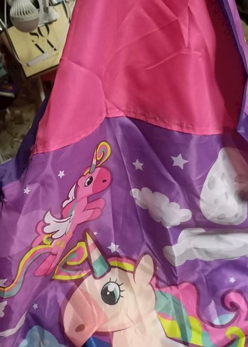 Renkli Unicorn Desenli Çocuk Oyun Çadırı - Görsel 5